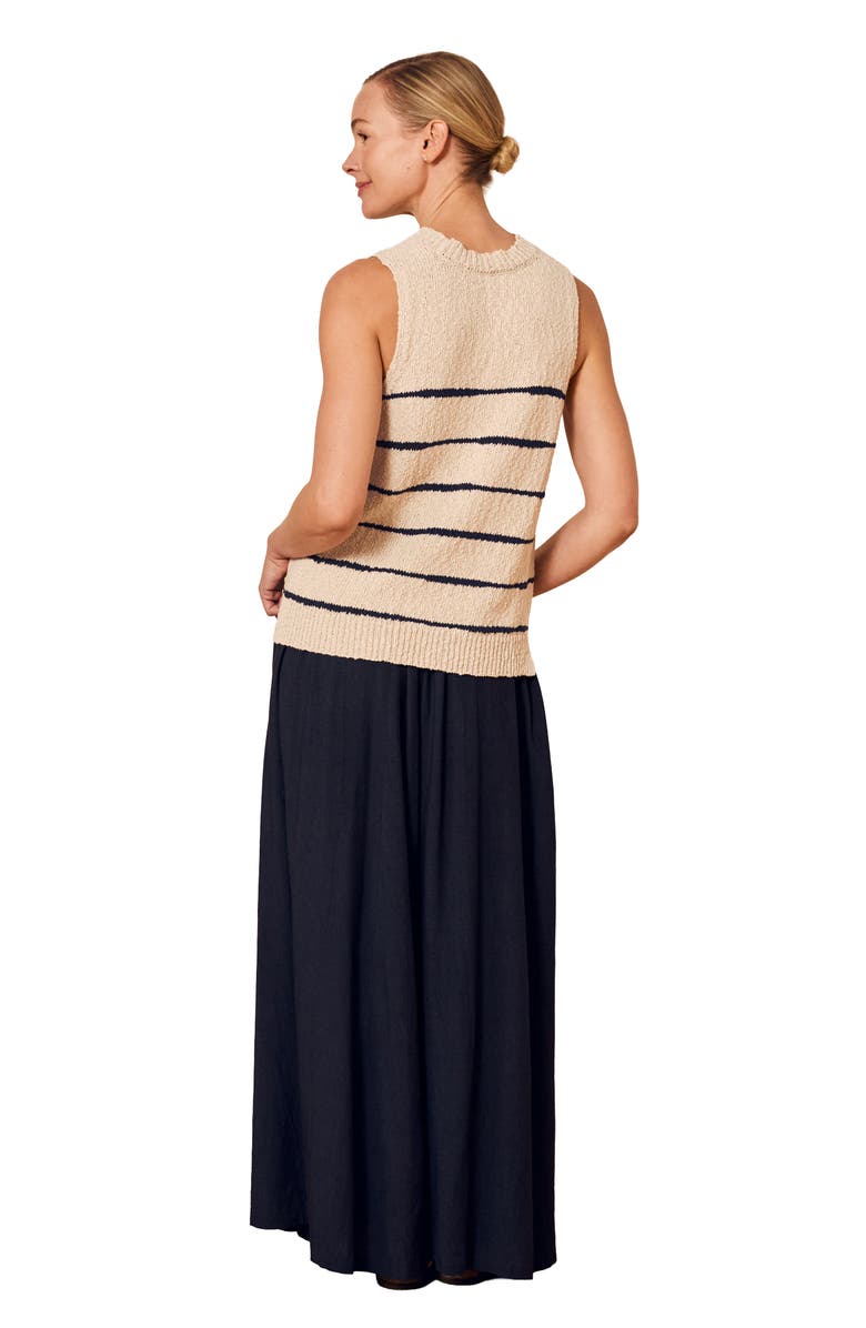Celtic & Co. Drop Stitch Knitted Vest Top, Alternate, color, Ecru / Navy