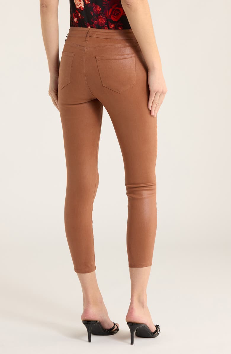 L'AGENCE Margot Coated Crop High Waist Skinny Jeans, Alternate, color, Fawn Coated