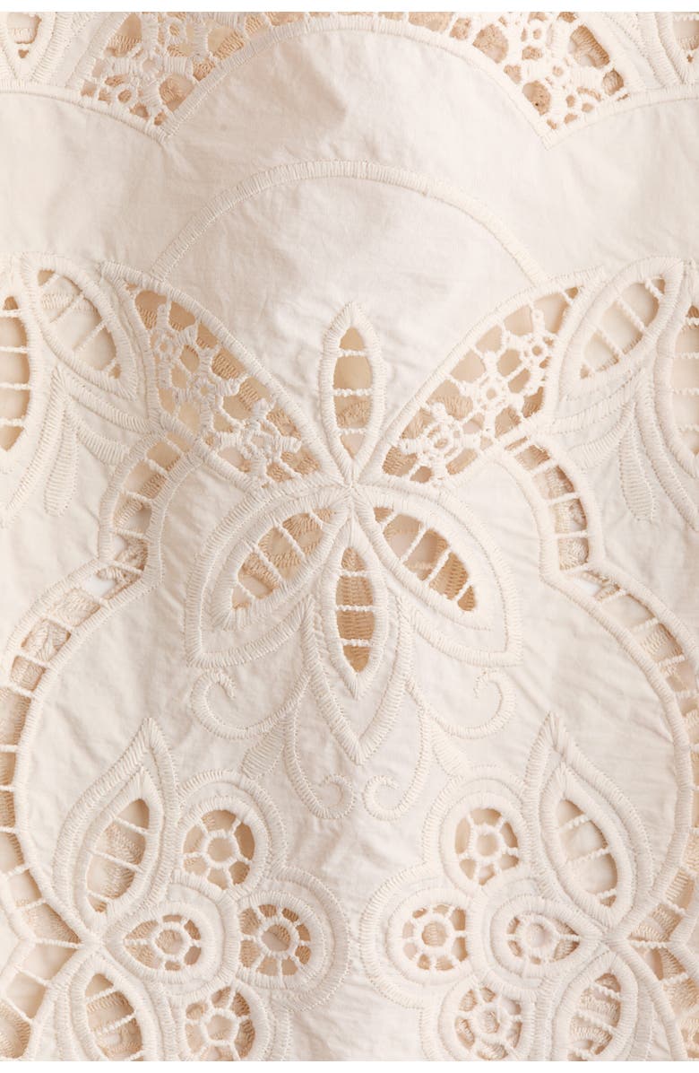 H&M Broderie Anglaise Drawstring Trousers, Alternate, color, Light Beige