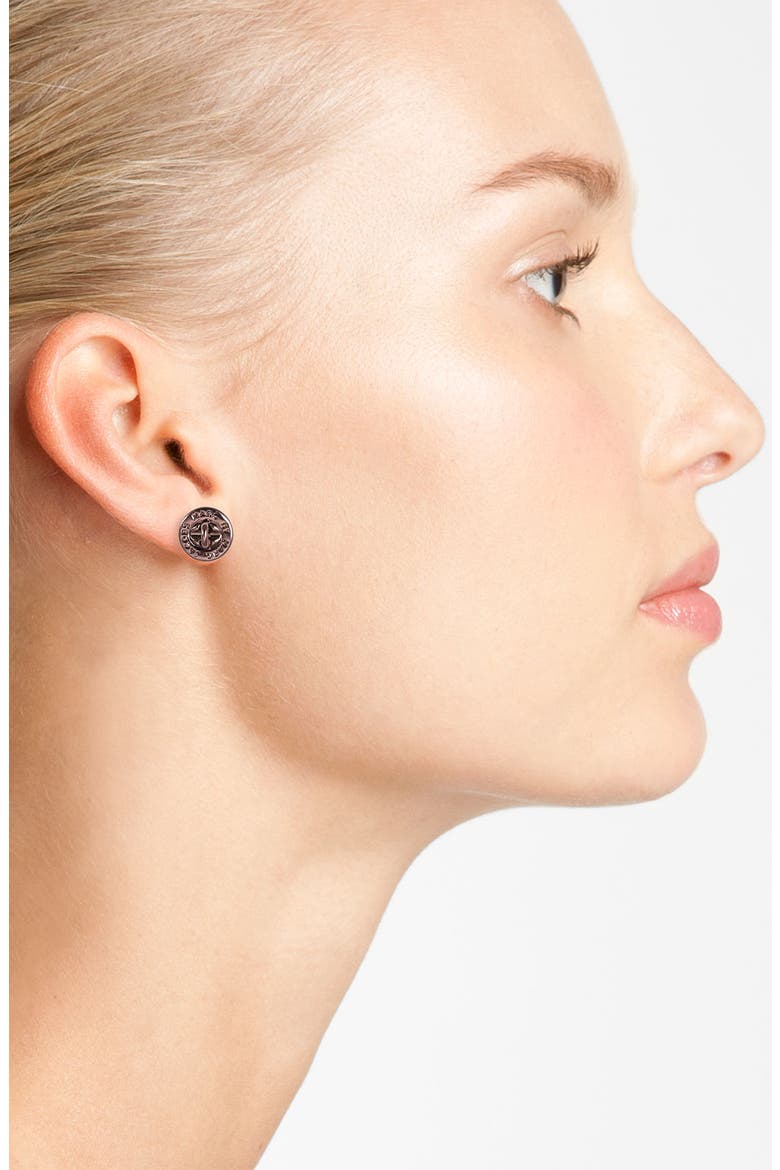 'Turnlock' Stud Earrings, Alternate, color, SILVER
