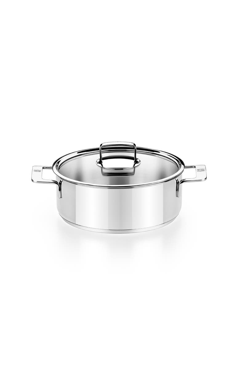 BRA Cookware Signature Stainless Steel Stock Pot w/Glass Lid, 9.5-Inch, 4-Quart, Main, color, Silver