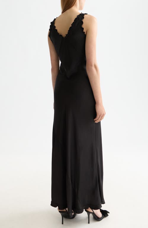 Scotch & Soda Ruffle Trim Maxi Slipdress In Black
