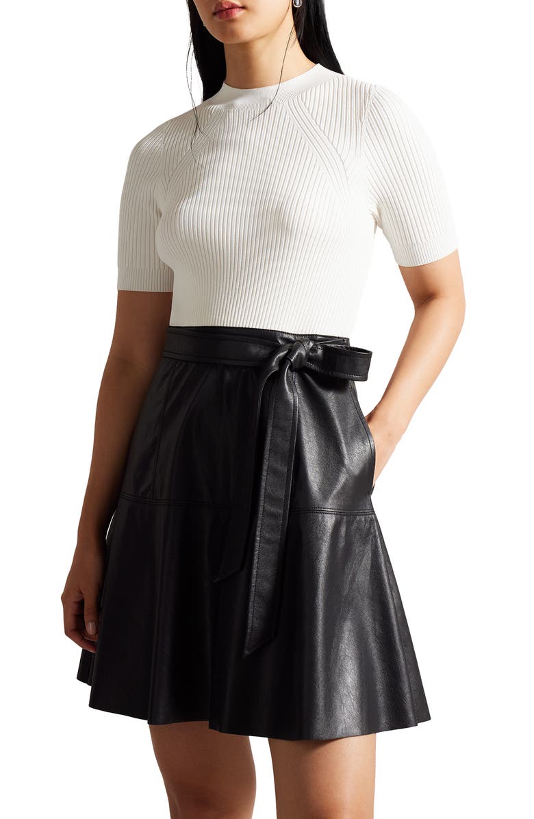 Ted Baker London Olivia Mixed Media Minidress, Alternate, color,