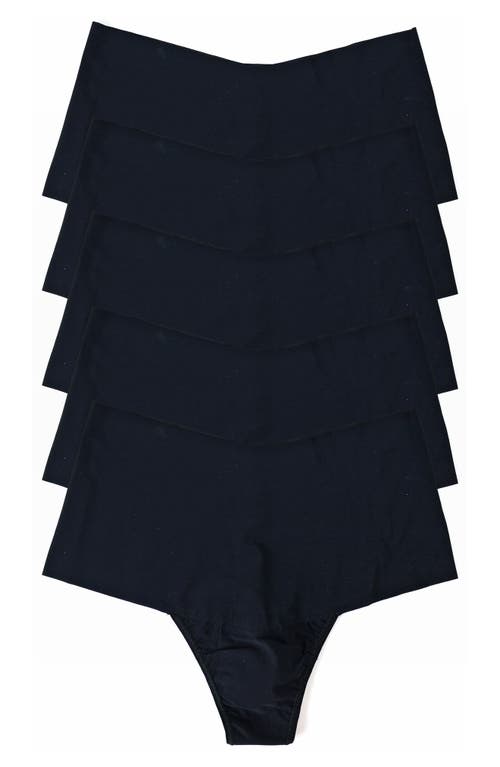 Hanky Panky Breathe 5-pack High Waist Thongs In Blue
