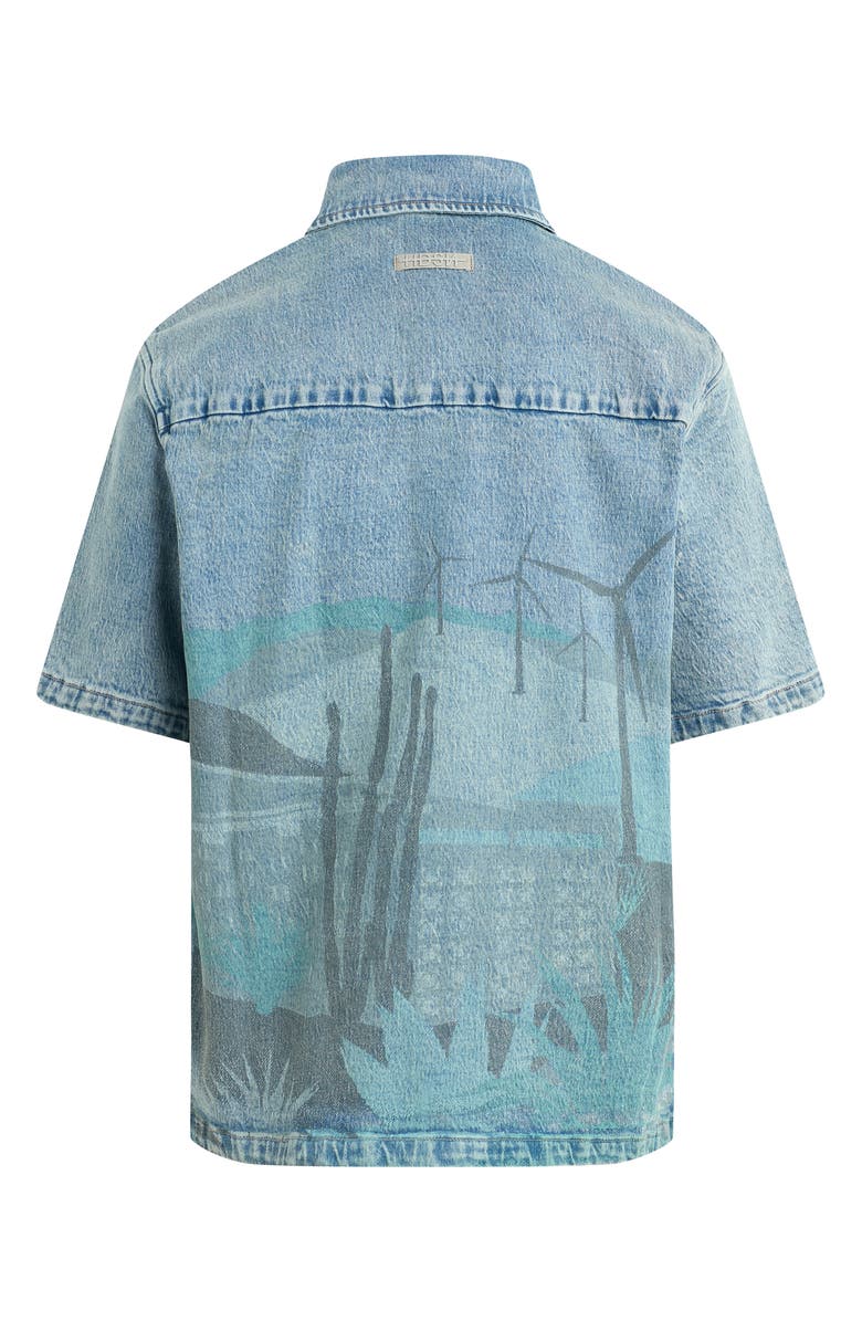 Hudson Jeans Graphic Denim Short Sleeve Button-Up Shirt, Alternate, color,