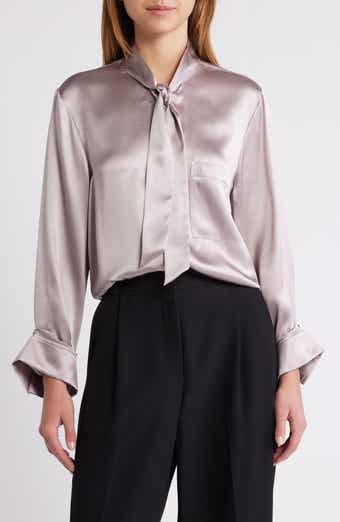 Tie Neck Silk Shirt
