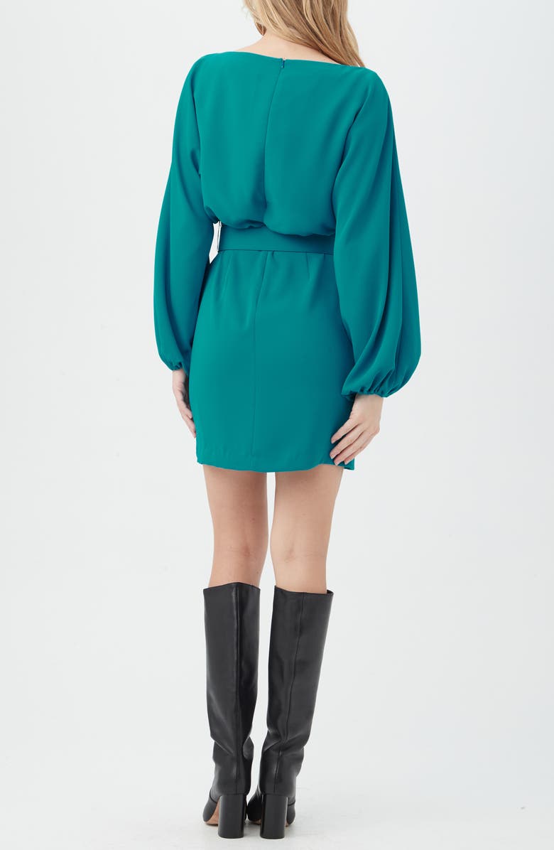 Trina Turk Avory Long Sleeve Belted Sheath Minidress, Alternate, color, Turkana Teal