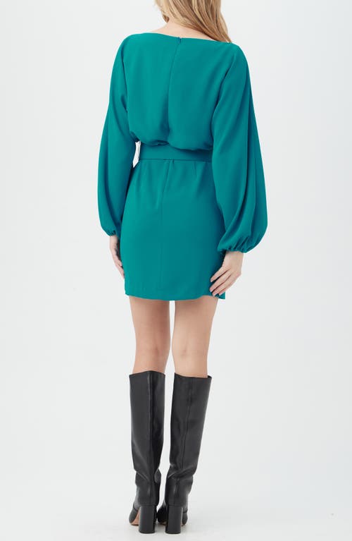 Trina Turk Avory Long Sleeve Belted Sheath Minidress In Green