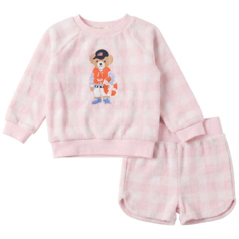 Bear Embroidered Terry Long Sleeve Top and Shorts Set (Baby)