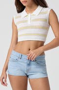 Florence by Mills Stripe Pointelle Crop Polo