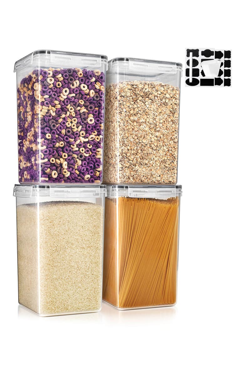 4-Pack Airtight Dry Food Storage Containers, Alternate, color, CLEAR