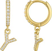 FZN Initial Charm Huggie Hoop Earrings