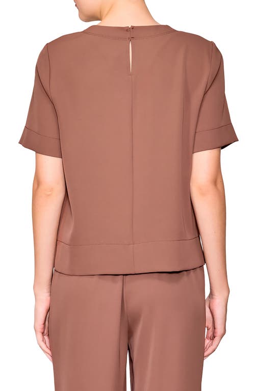 Melloday Boxy Stretch Crepe T-shirt In Brown