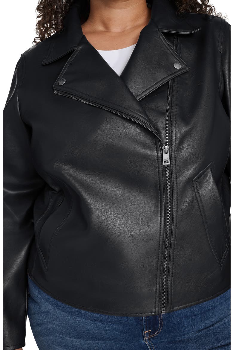 Slim Fit Faux Leather Moto Jacket, Alternate, color, BLACK