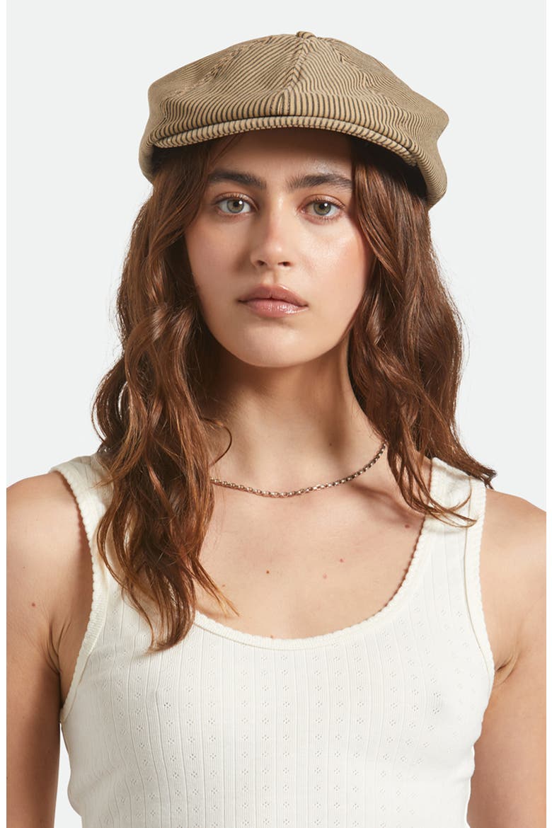 Brood Stripe Driving Cap, Alternate, color, DARK TAN/ BLACK HICKORY STRIPE