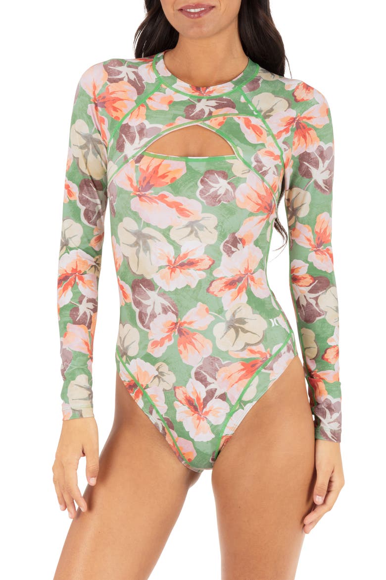Gingko Cloud Max One-Piece Swimsuit, Main, color, SEAFOAM PINK FLORAL