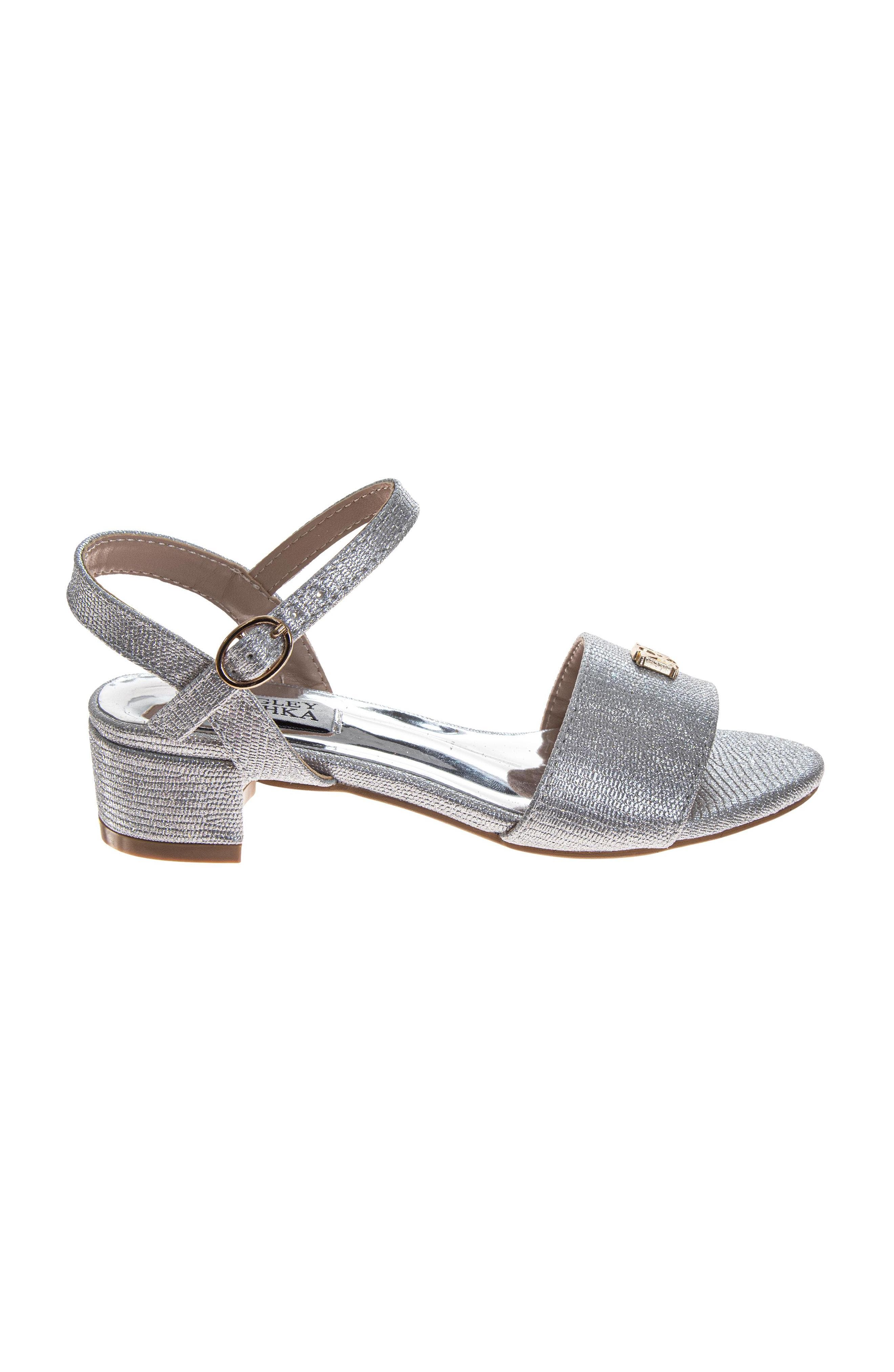 Dress Sandals for Girls Elegant Rhinestone Ankle Straps, Alternate, color, Silver