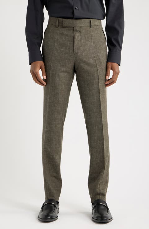 Huge Slim Fit Blue Slub Mélange Wool & Linen Suit