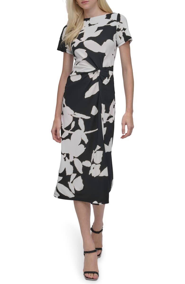 DKNY Front Twist Midi Dress, Main, color,