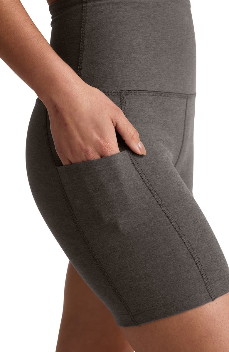 Beyond Yoga Space Dye Keep Pace Bike Shorts, Alternate, color, True Gray Heather
