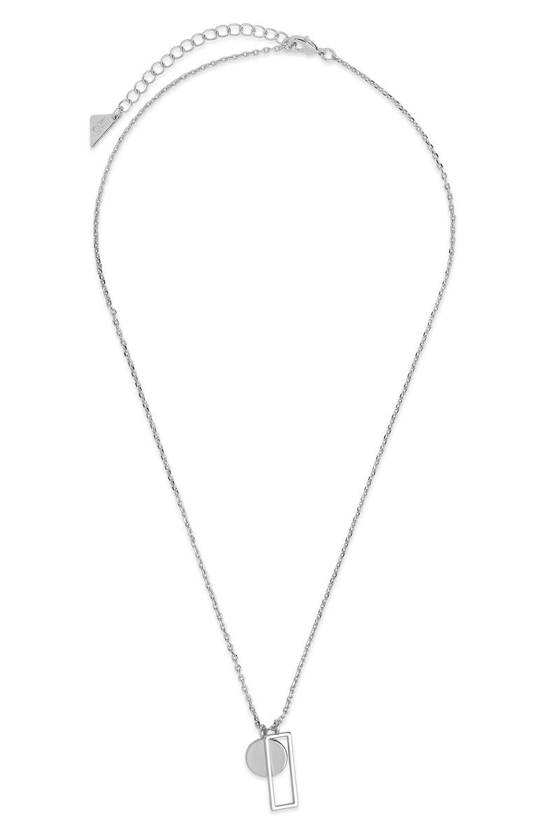 Sterling Forever Rhodium Plated Geometric Charm Pendant Necklace, Main, color, Silver