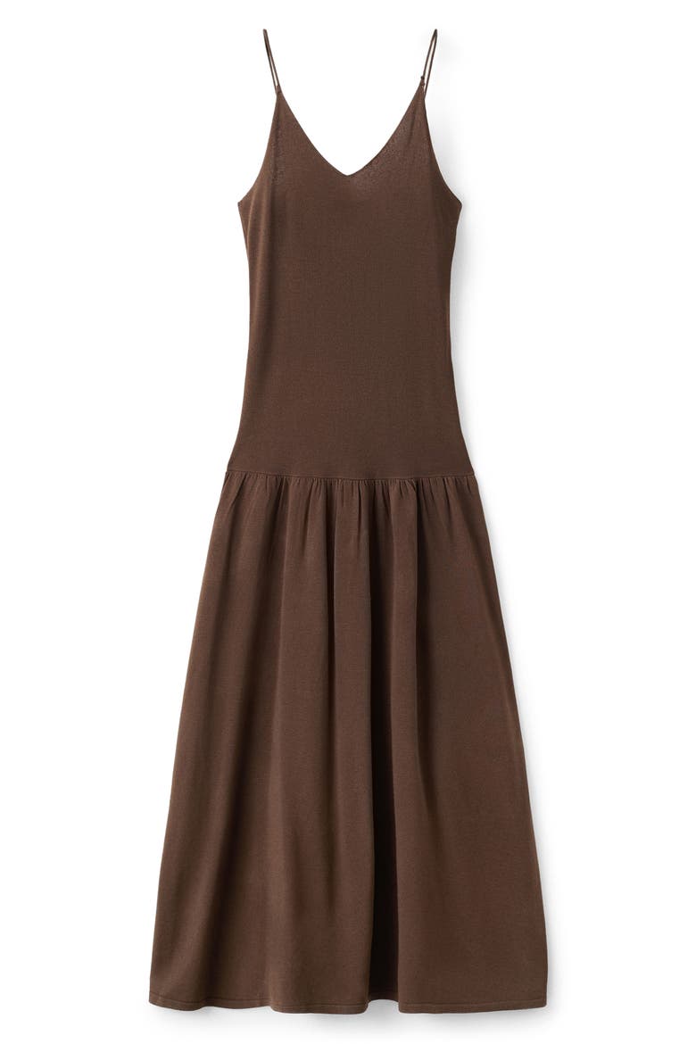 Gathered Sleeveless Midi Dress, Alternate, color, CHOCOLATE