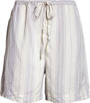 BITE Studios Portico Stripe Rumpled Satin Drawstring Shorts