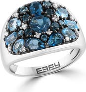 EFFY Sterling Silver Blue Topaz, London Blue Topaz & Diamond Ring
