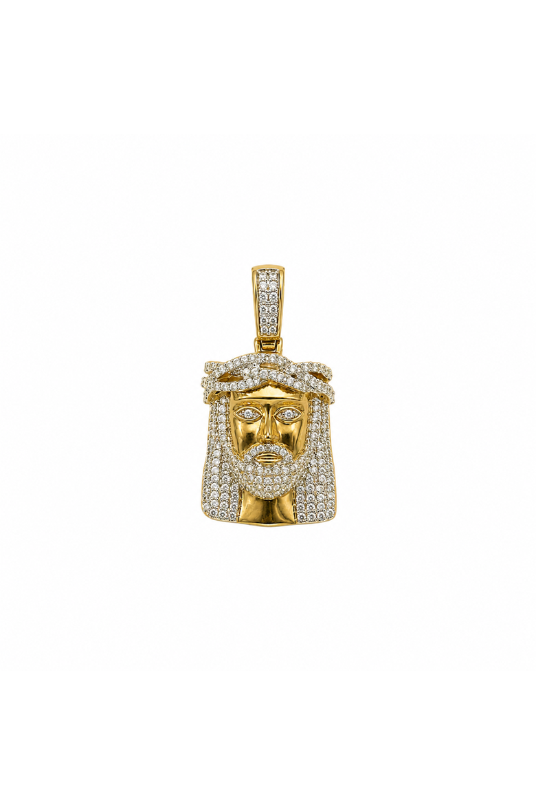 Divine Radiance 10K Gold 0.9 Ct Diamond Jesus Pendant, Main, color, 10K Yellow Gold