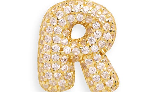 Argento Vivo Sterling Silver Cubic Zirconia Bubble Inital Pendant Necklace In Gold