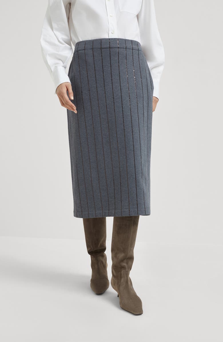 Brunello Cucinelli Dazzling Embroidery skirt, Alternate, color, Lead