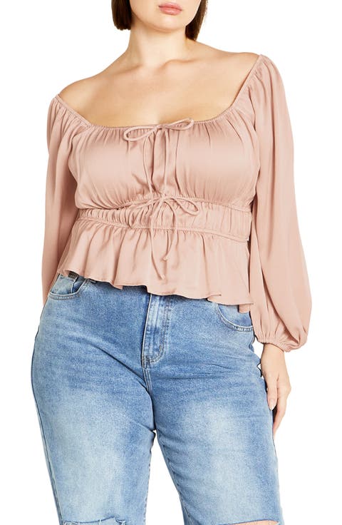 Georgie Shirred Satin Top (Plus)