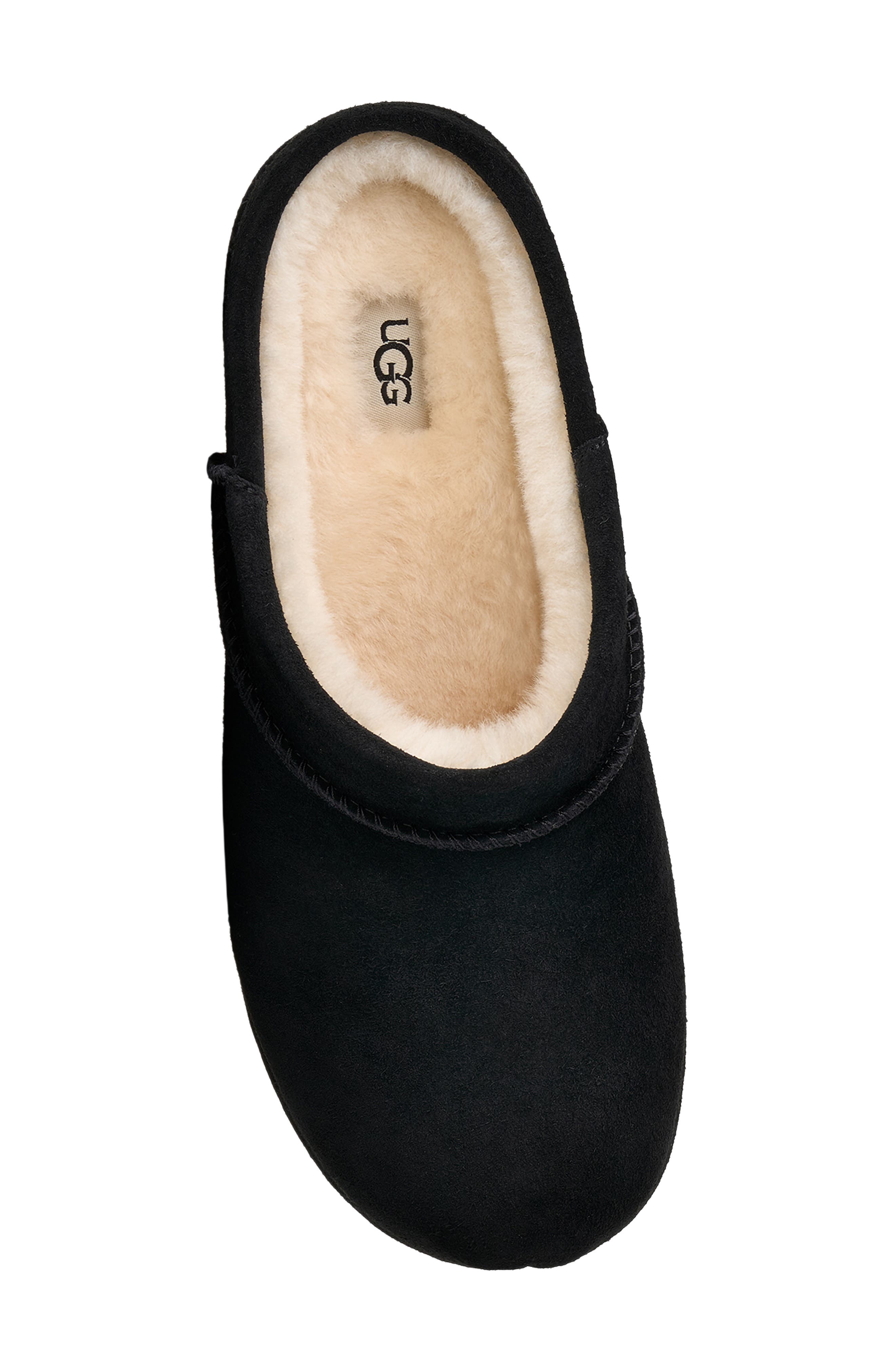 Enwrap Genuine Shearling Lined Leather Clog, Alternate, color, BLACK