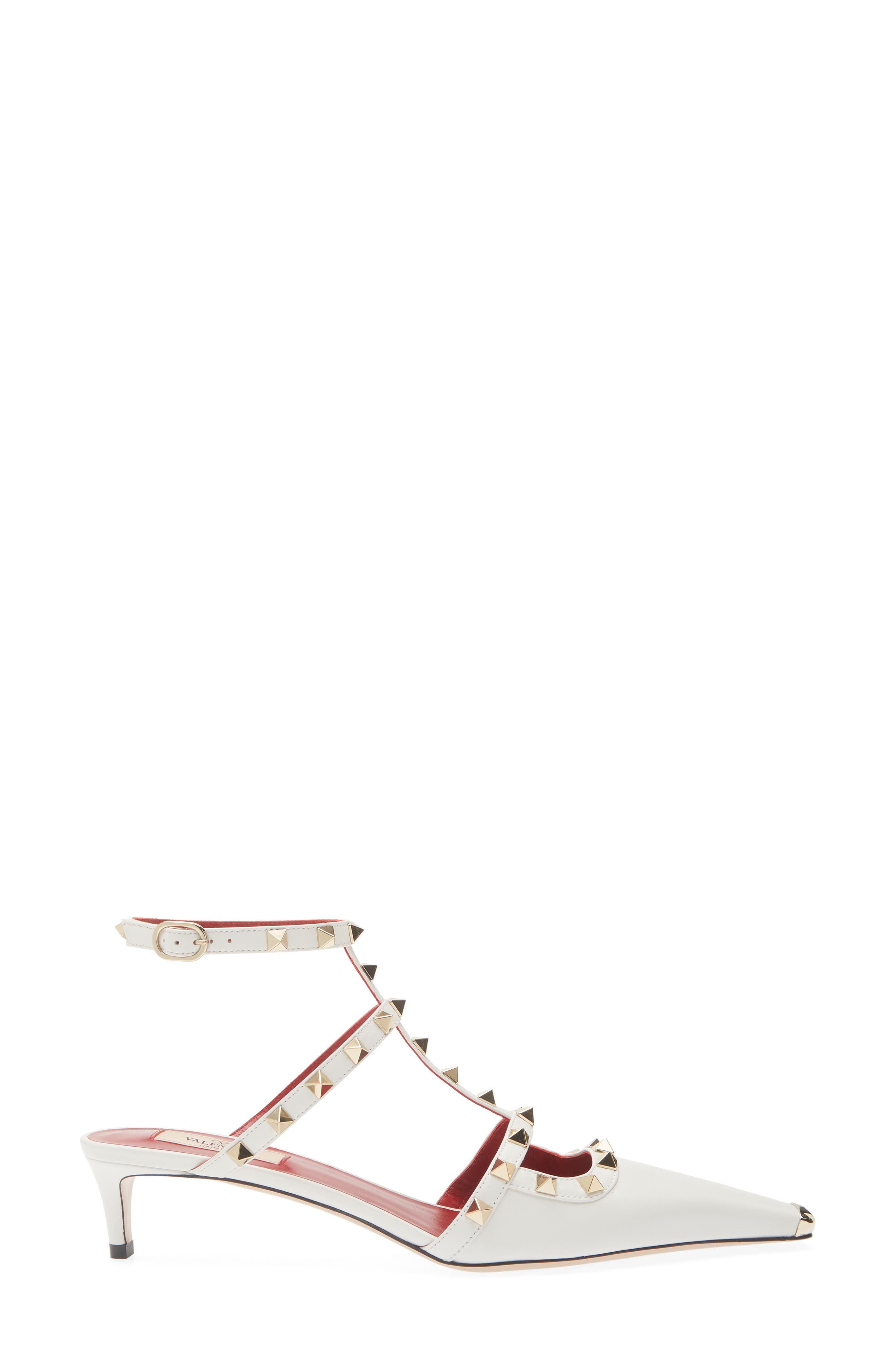 Rockstud Kitten Heel Pump, Alternate, color, WHITE