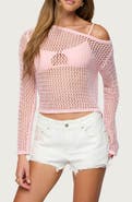 EDIKTED Inara Off-the-Shoulder Long Sleeve Mesh Top