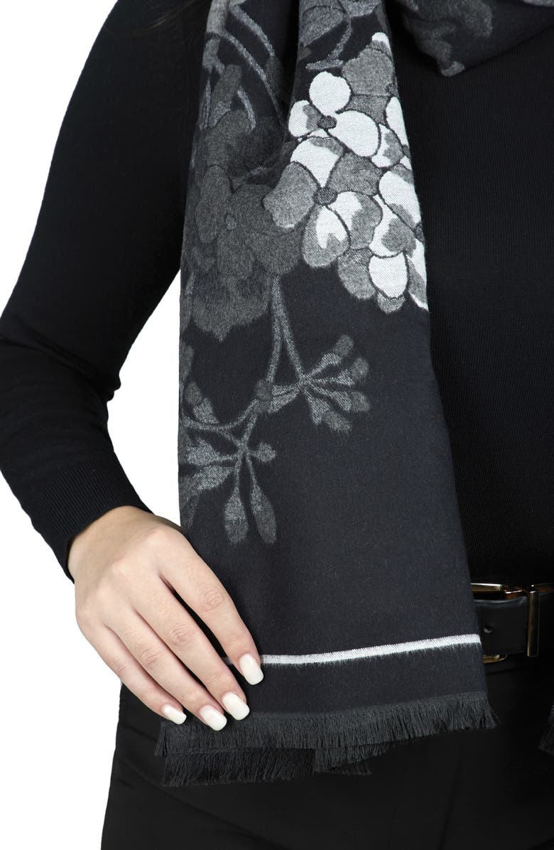 SAACHI Floral Reversible Scarf, Alternate, color, Black