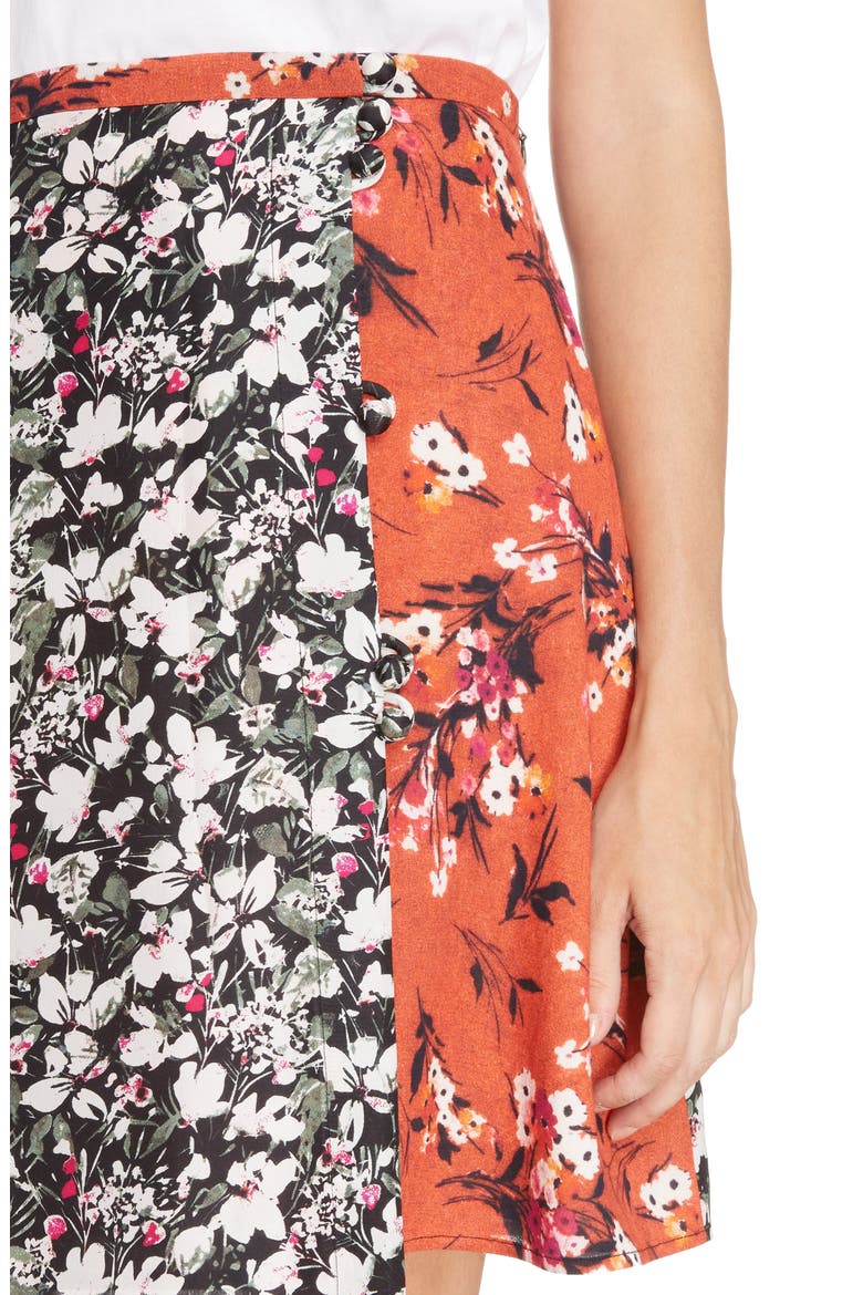 Studios Hanni Print Skirt, Alternate, color, OFF BLACK/ BLACK/ ORANGE