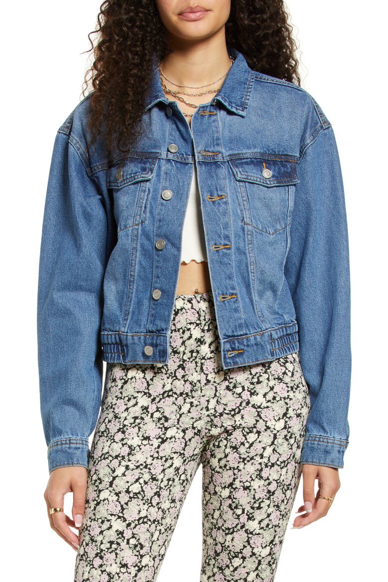 Women's Denim Trucker Jacket, Main, color, CLASSIC MEDIUM WASH