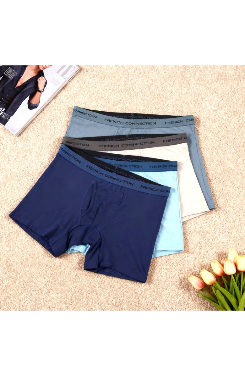 French Connection Assorted Organic Cotton Boxer Brief 4-Pack, Alternate, color, Blue