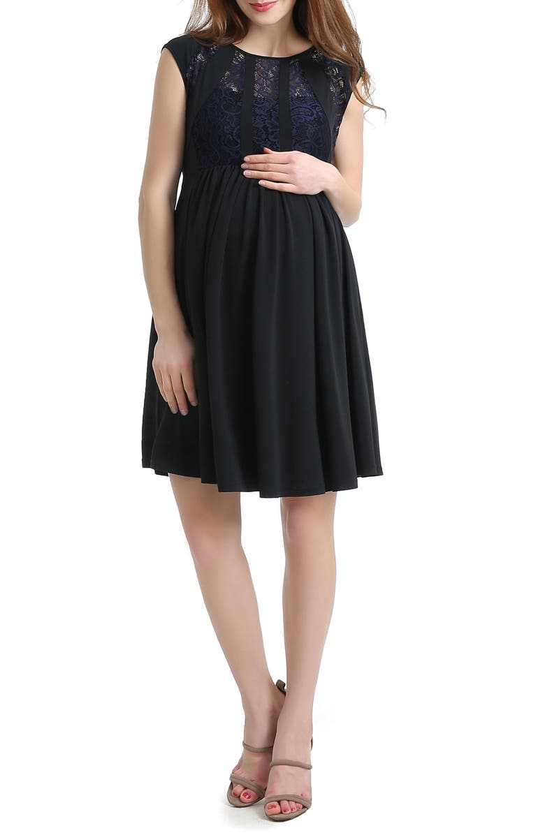 Kimi and Kai Lara Lace Trim Maternity Dress, Main, color, 