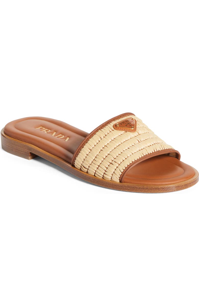 Prada Raffia Slide Sandal, Main, color, Naturale