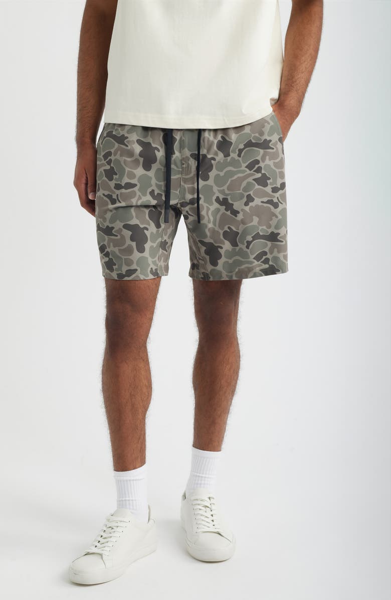 SANTO STUDIO Racer Tech Camo Drawstring Shorts, Main, color, Army