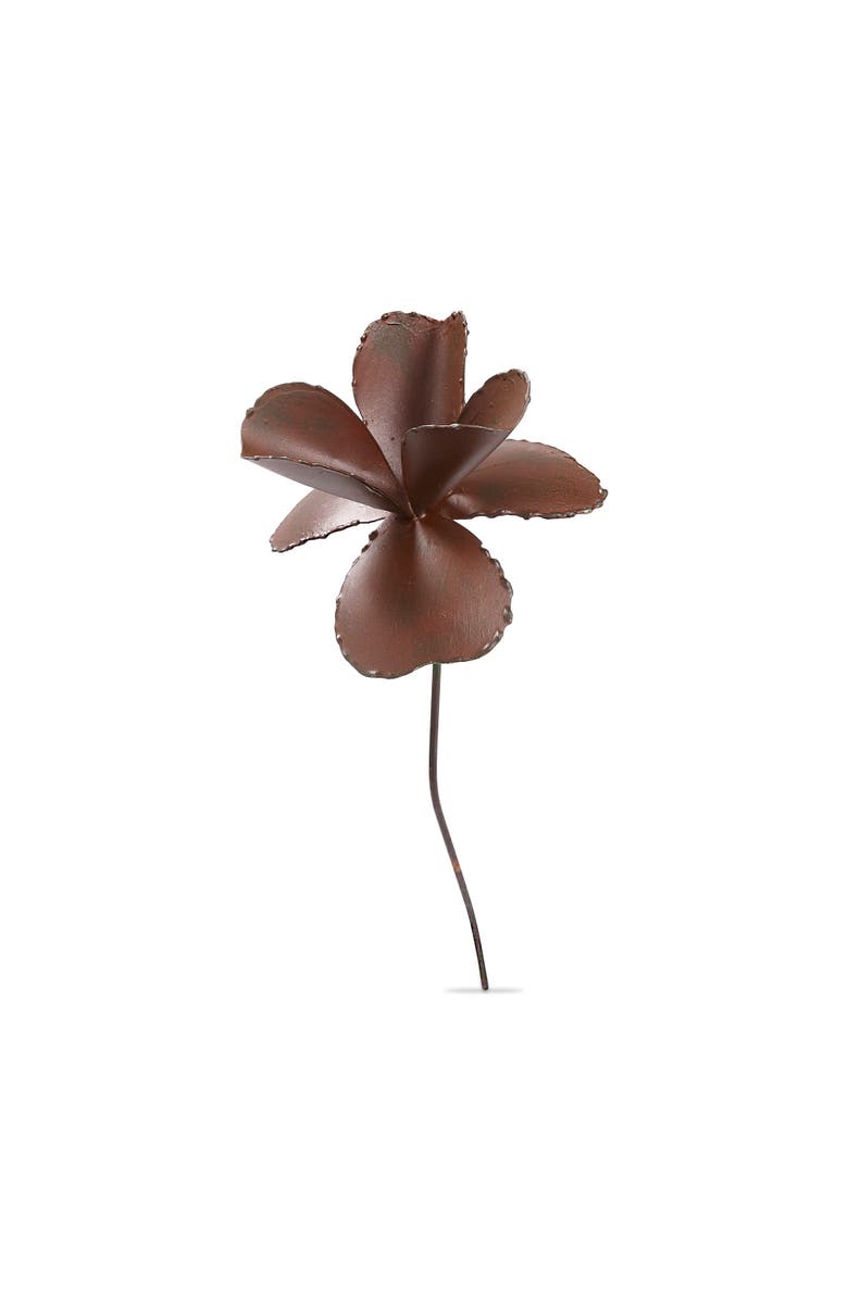 tag Rustic Metal Gardenia Stem Decorative Sculpture for Home Decor, Main, color, Brown