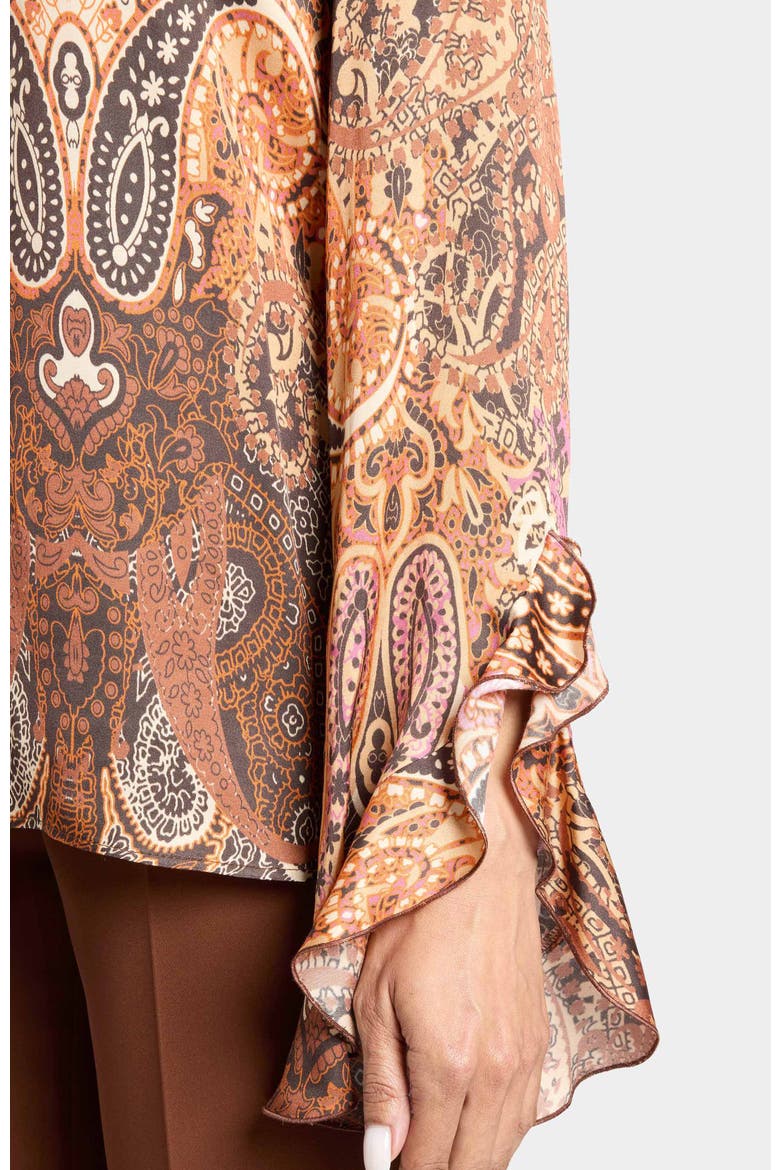 Sienna Long Sleeve Blouse in Printed Charmeuse, Alternate, color, CHESTNUT MULTI