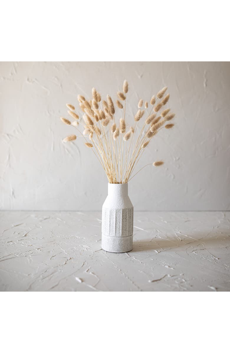 Foreside Home and Garden Fluted Sandy Vase White Metal, Alternate, color, White