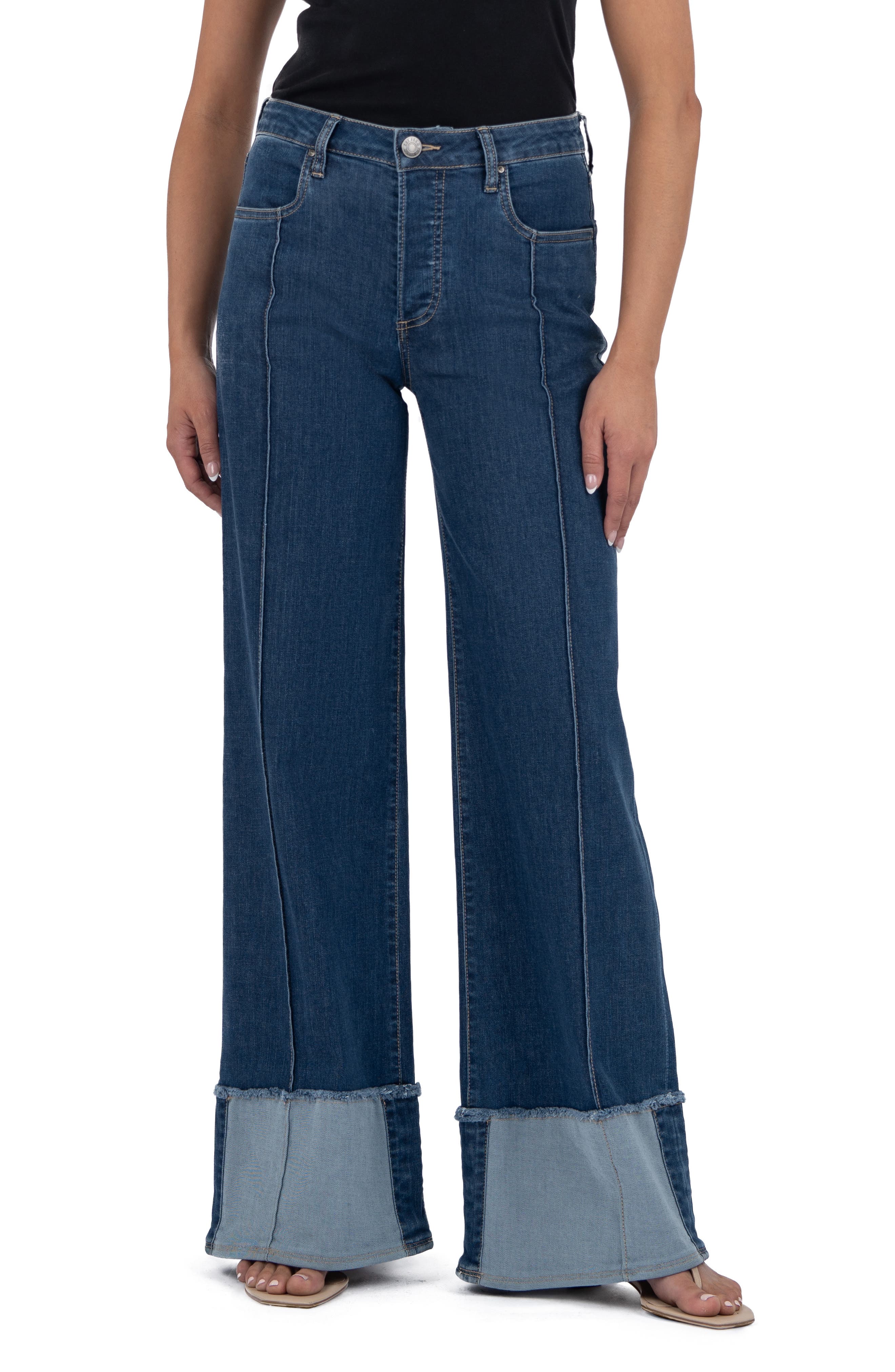 KUT from the Kloth Margo Cuffed Pintuck Wide Leg Jeans