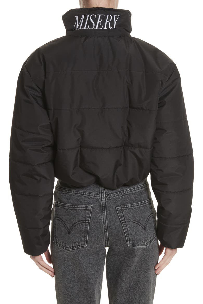 Misery Crop Puffer Coat, Alternate, color, BLACK