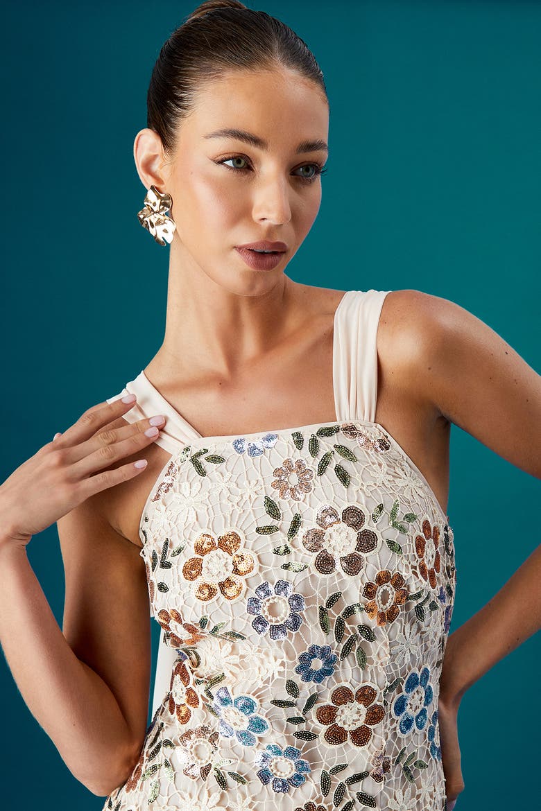 Muse Embellished Midi Dress, Alternate, color, Nude