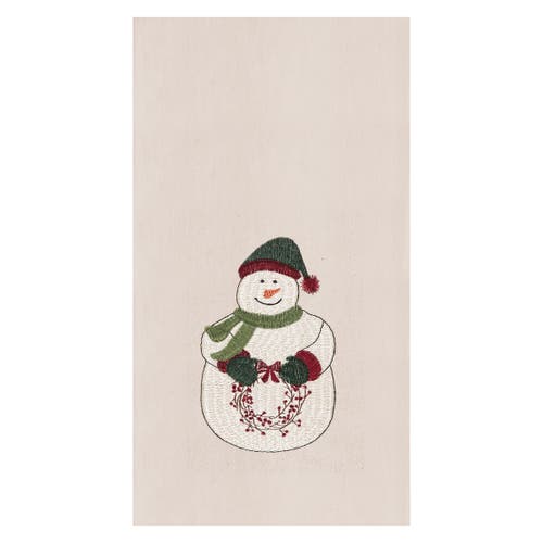C & F Home C&f Home Holly Snowman Embroidered Cotton Flour Sack Kitchen Towel Dishtowel In Neutral