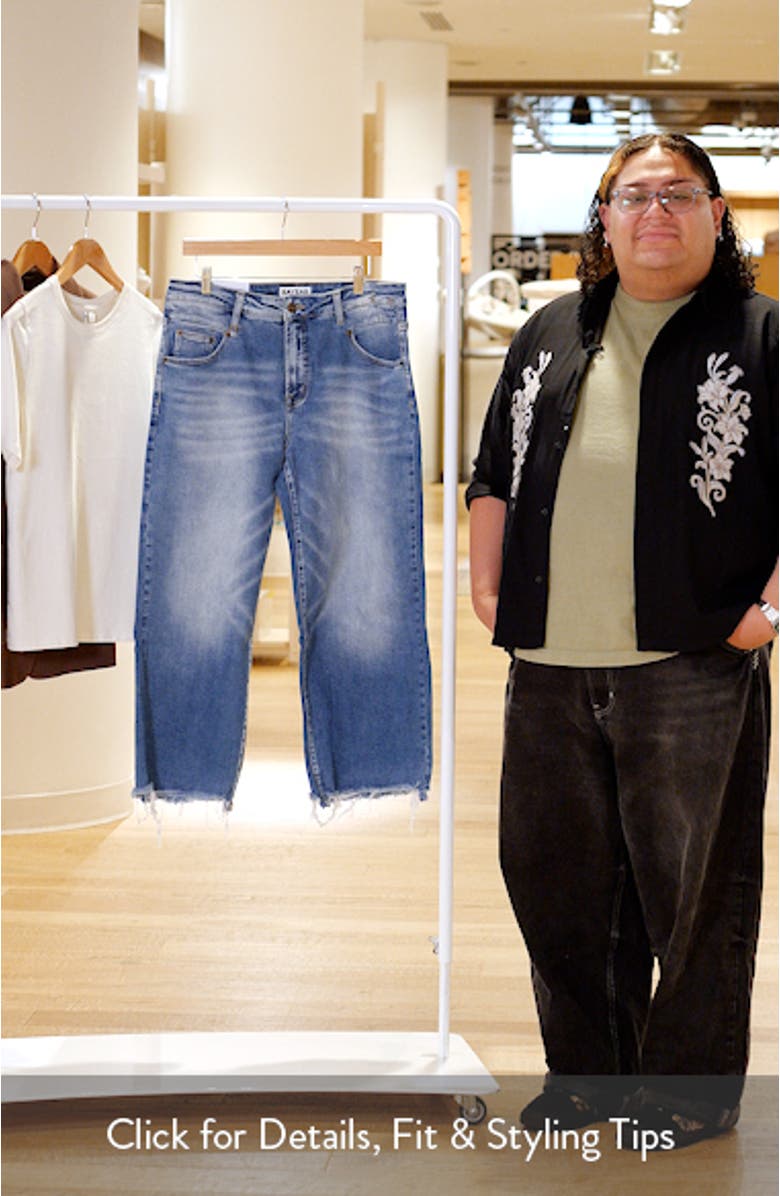 High Waist Fray Hem Crop Straight Leg Jeans, sales video thumbnail